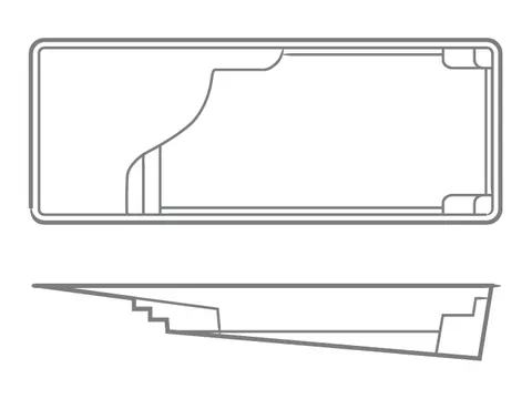 Thursday Grace Beach Entry 14′ × 36′ fiberglass pool — official manufacturer image